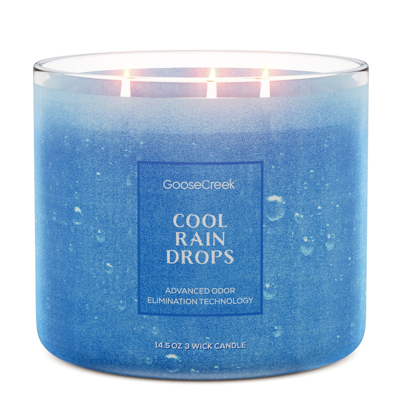 Cool Rain Drops Odor Eliminating 3-Wick Candle Drop 4-0601